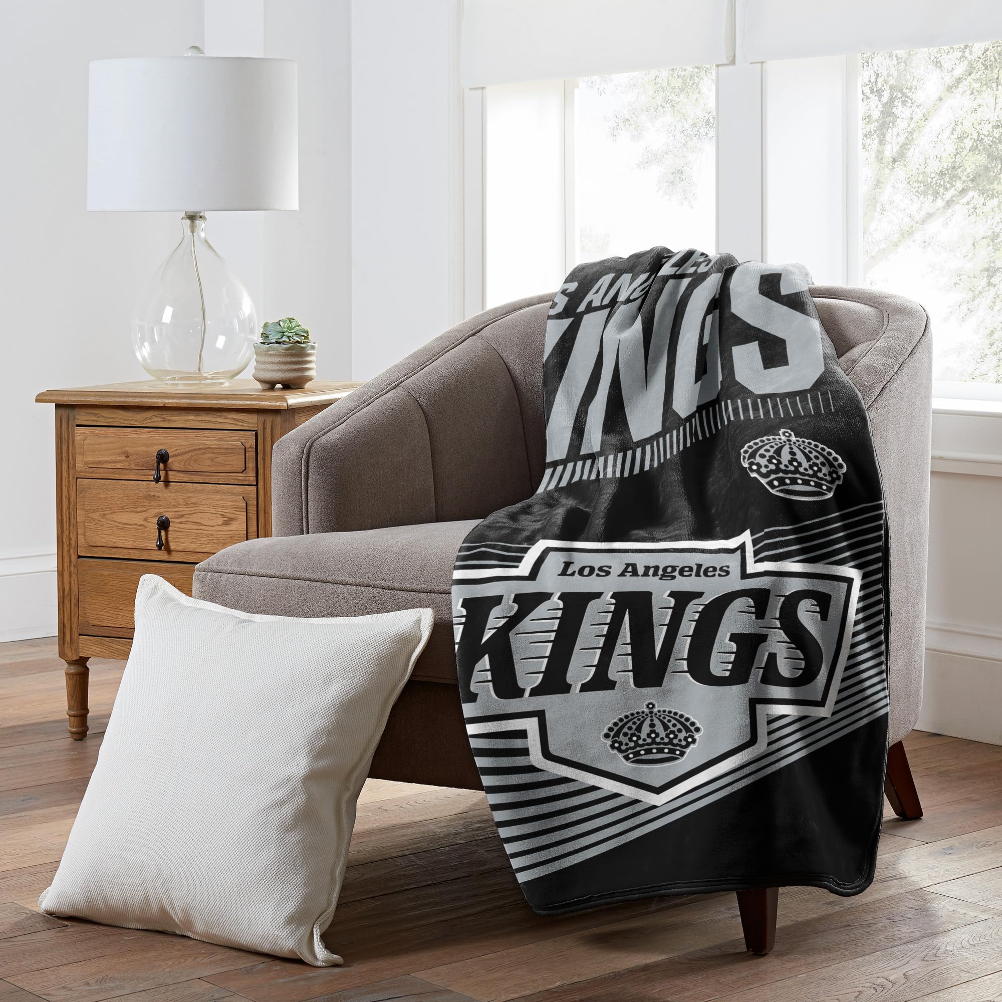 NORTHWEST Officially Licensed Los Angeles Kings NHL Team Throw Blanket 60″×80″ – Oversized Licensed Microfiber Throw with Hockey Logos for Fans, Game Day Rooms & Cozy Living