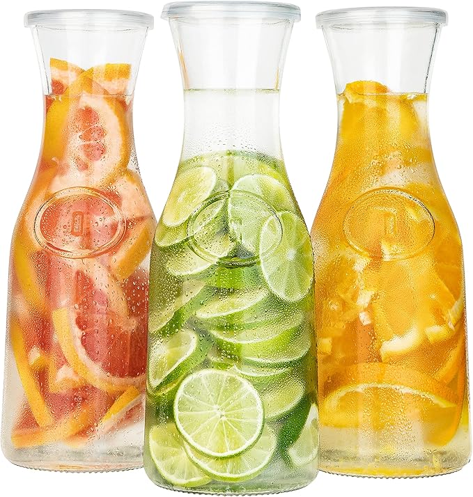 Large Glass Carafe Pitchers, By Kook, 50 oz Beverage Dispensers, Clear Jugs For Mimosas, Water