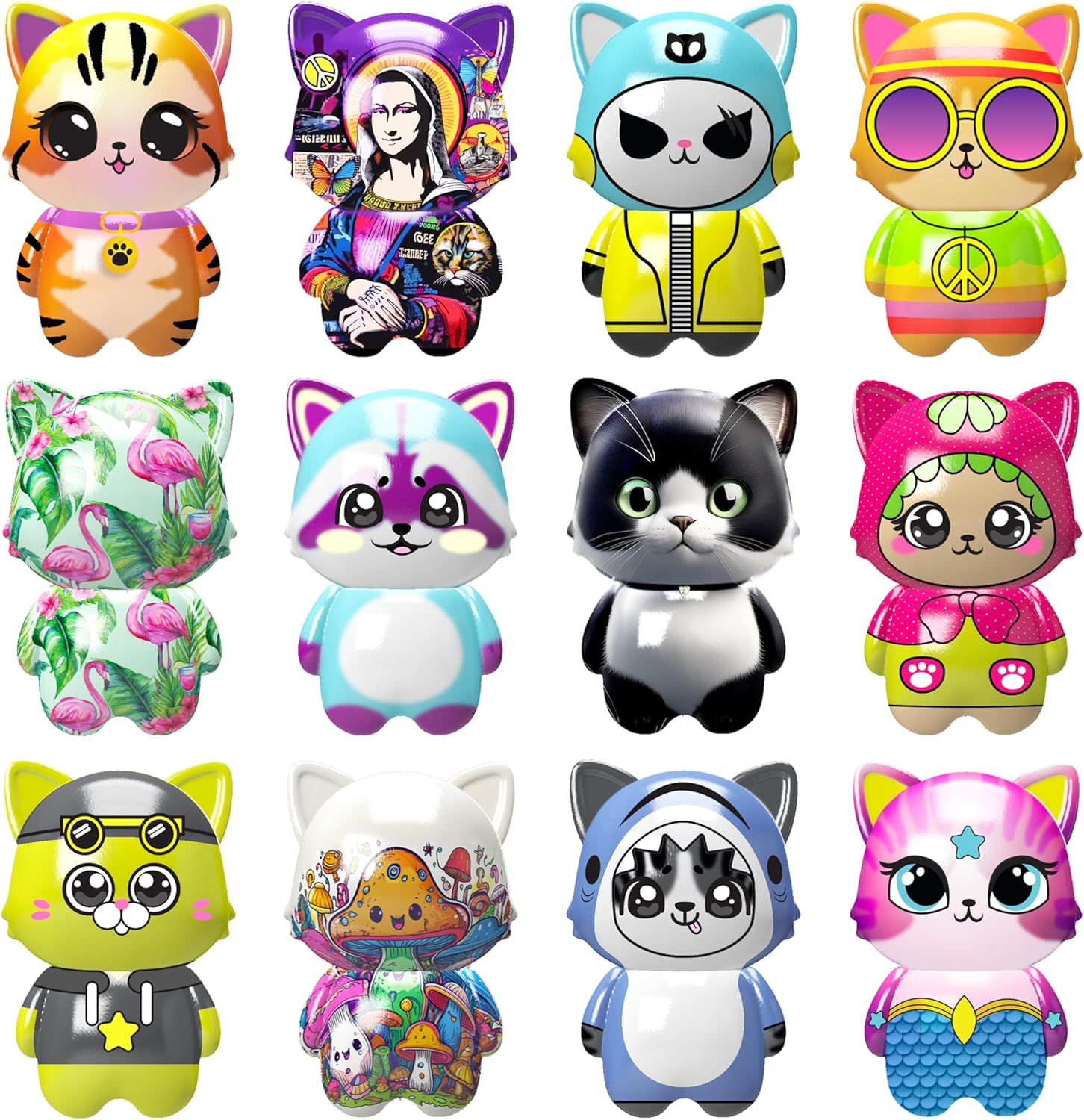 ORB Pretty Kitty Blind Box Jumbo Squishies Assorted 3 Pack - Collectible Series 1 - Extra Soft, Slow Rising, Kawaii Foam Cat Squishy Toys - Cute, Uniquely Designed Fidget Squishies for Kids and Adults