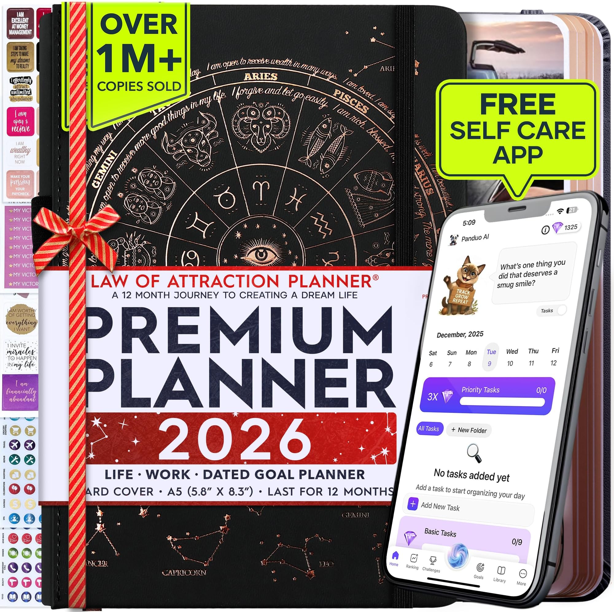 Law of Attraction Planner 2026 Deluxe with Productivity App | Weekly & Monthly Goal-Setting Planner, Life & Gratitude Journal | Include Foldable Vision Board, Gift Box & Stickers