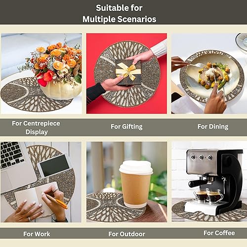 Miniatura 5 de Mantel individual redondo con cuentas hecho a mano para mesa de comedor de 13 pulgadas para reuniones, decoración ocasional y celebraciones