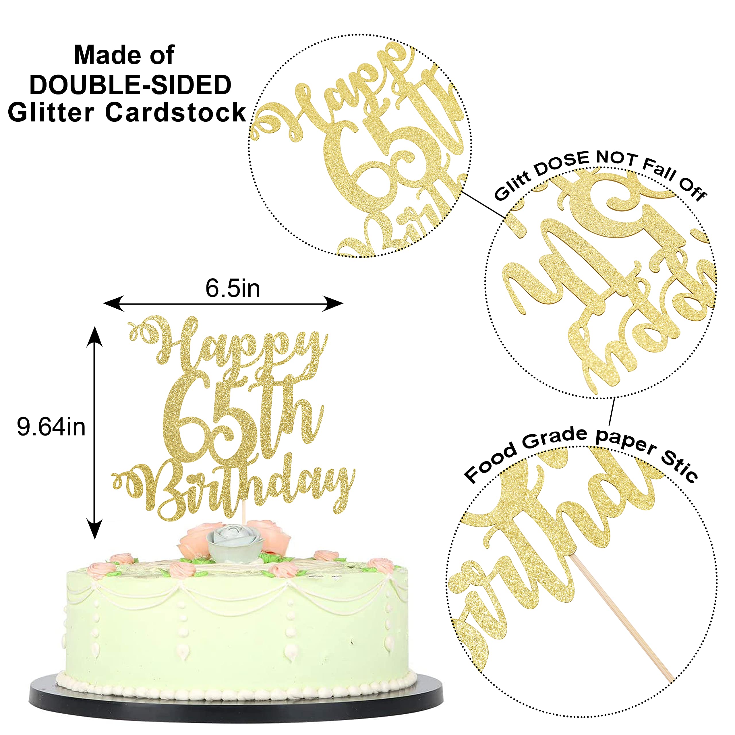 Amazon.com: Happy 65th birthday cake topper - 65th birthday decorations,  65th birthday decorations for men and women, hello 65, cheers for 65 years  old, 65th anniversary, 65th birthday cake topper : Grocery