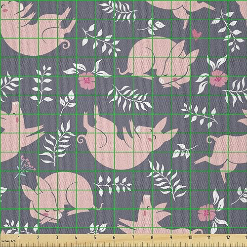 Miniatura 404 de Lunarable - Tela para amantes de perros de The Yard, patrón divertido de animales de dibujos animados en posiciones caprichosas estirando y Beige y