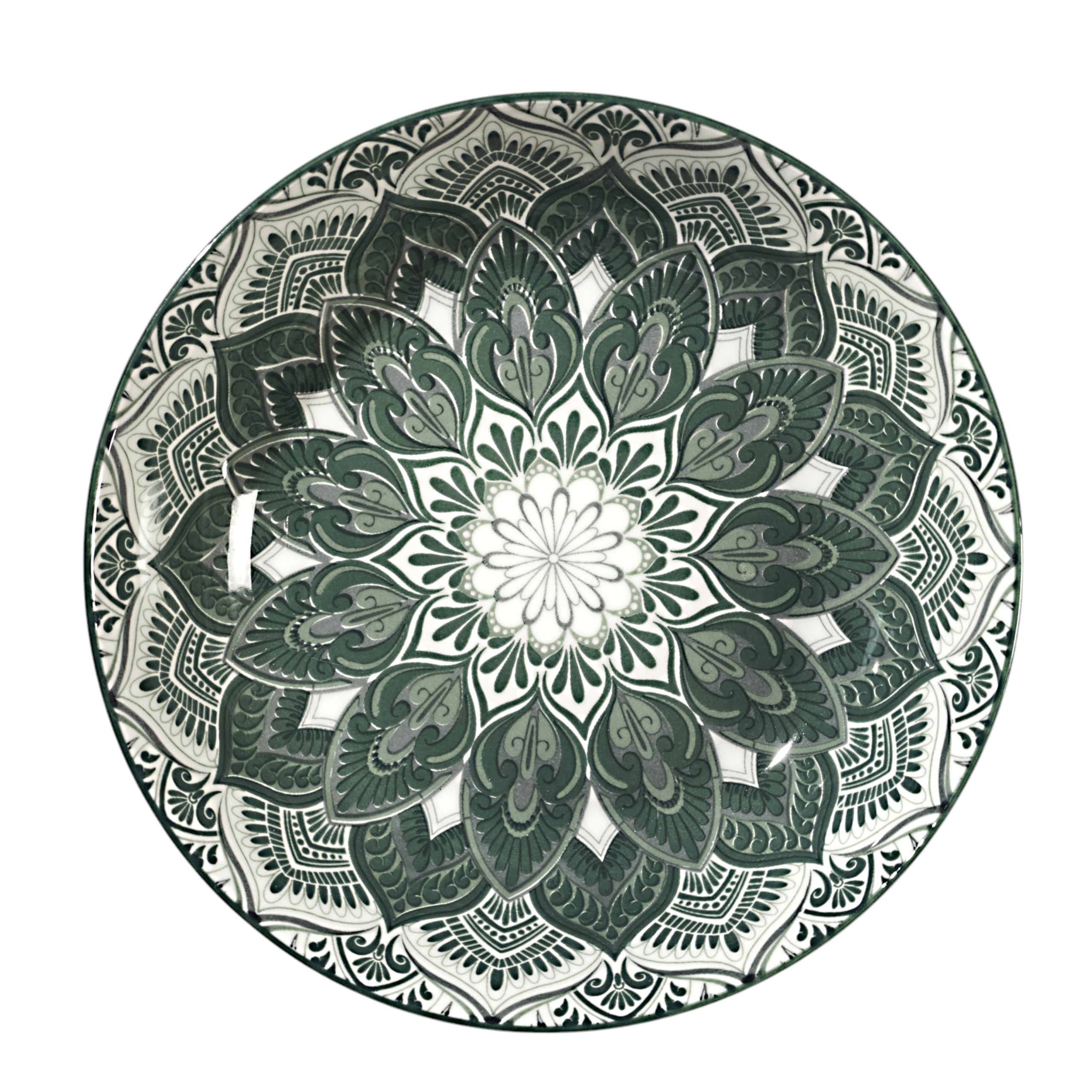 HOME DECO FACTORY - KA0665, Juego de Vajilla 12 Piezas Mandala Verde, Diseño Elegante y Duradero, Todas Las Ocasiones, Fácil de Mantener, Tamaño: 12 Piezas, Color: Verde
