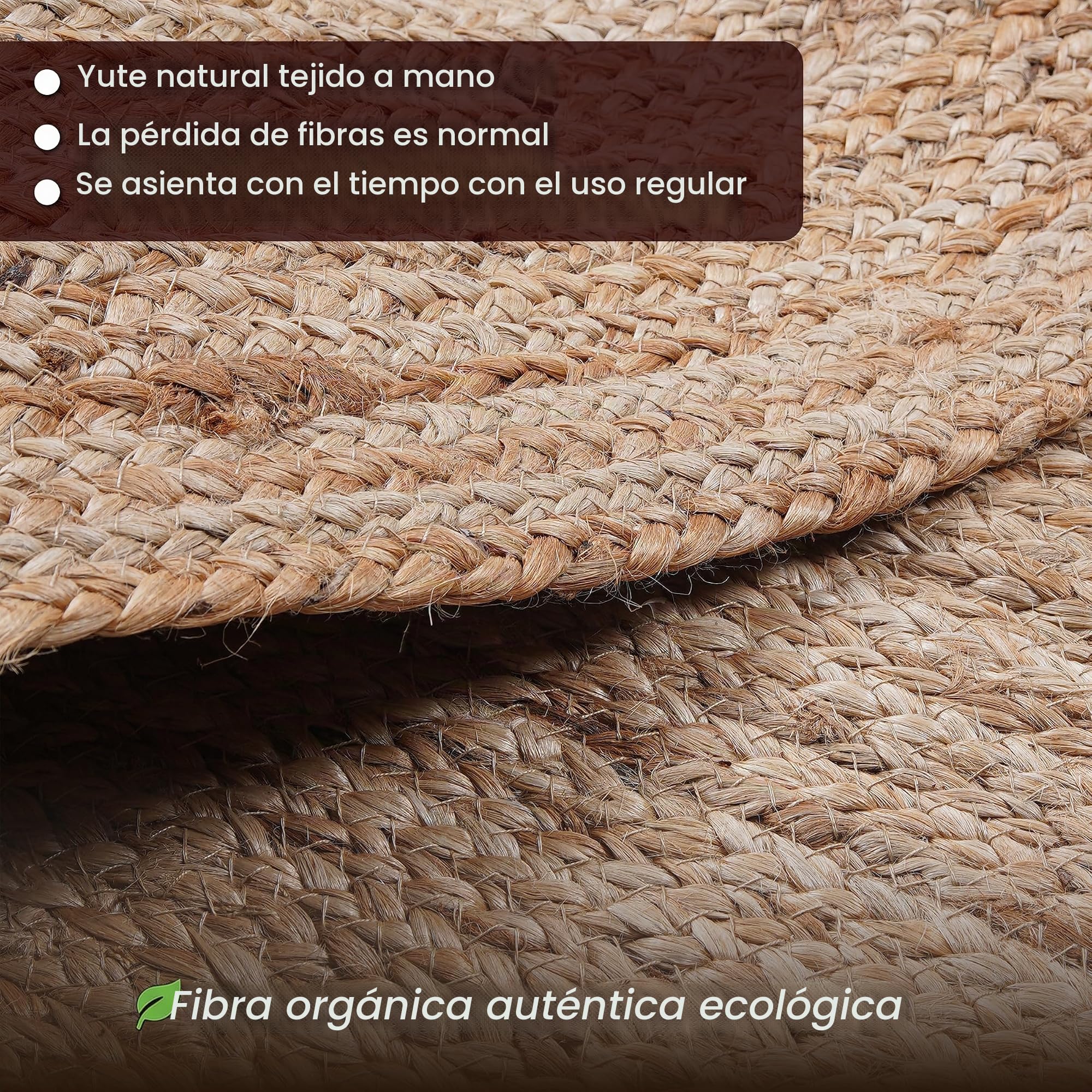 Craft Trade Natural Lavable Bohemia Yute Alfombra Reversible Trenzado Tejido a Mano Alfombra de Trapo Rectangular para Cocina Sala de Estar y Dormitorio - 90x150 cm
