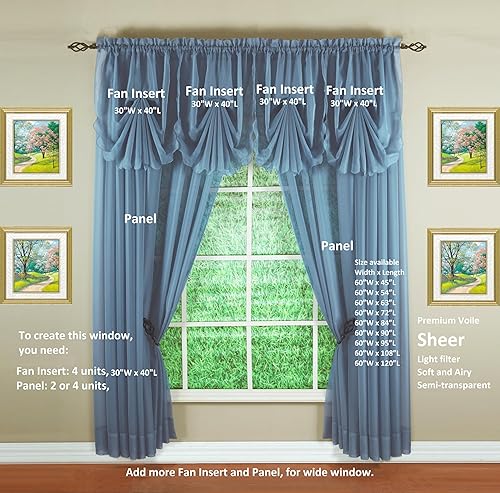 Vista 713 de Today's Curtain - Cortina Emelia de gasa original, panel de 84 pulgadas, negro, 60 pulgadas de ancho x 84 pulgadas de largo