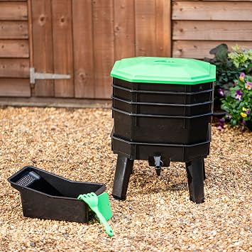 Garden Gear Worm Composter 4 Tier Vermicompost Bin with Tap and Worm Tea Reservoir Indoor Outdoor Kitchen Waste Recycling 40 x 40 x 52cm