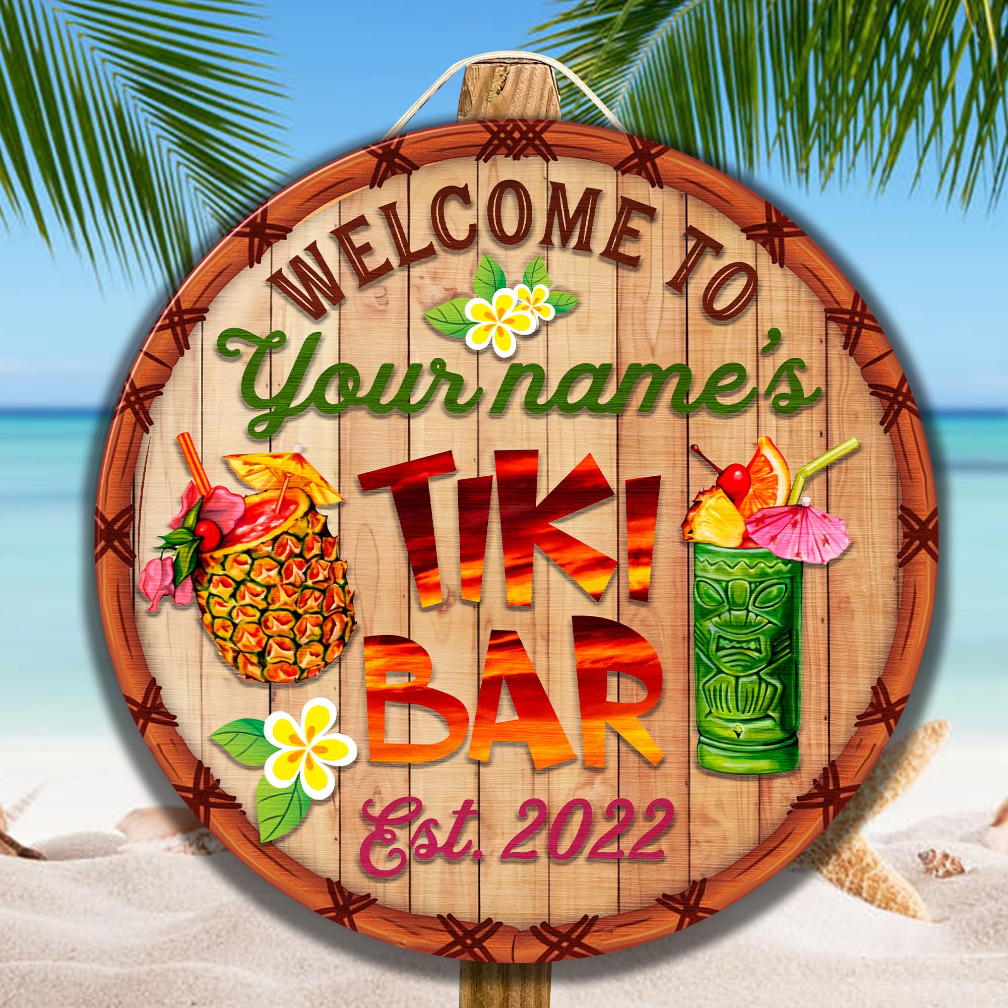 Tiki Bar 木製装飾プレートビンテージ風90.sハワイアン！ Amazon.com : Artsy Woodsy Custom Tiki Bar Printed Wood Sign (Not