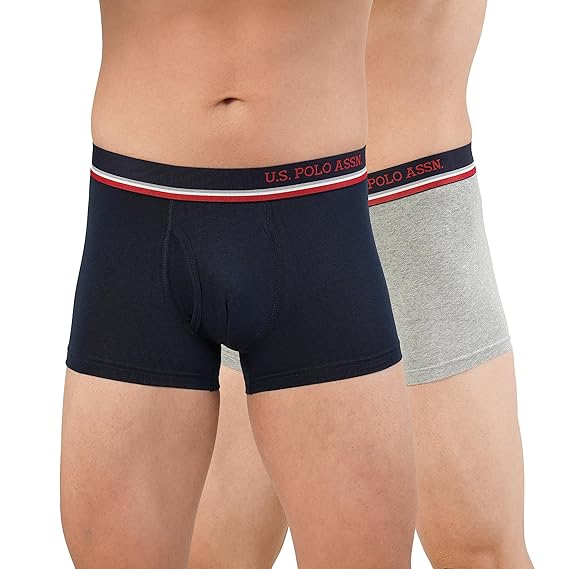 U.S. POLO ASSN. Mens Solid Cotton Spandex I014 Trunks - Pack of 2