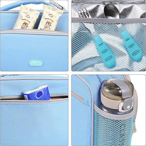 Miniatura 5 de Amersun - Lonchera térmica duradera con forro acolchado que mantiene la comida caliente o fría durante mucho tiempo, resistente al agua, pequeña,