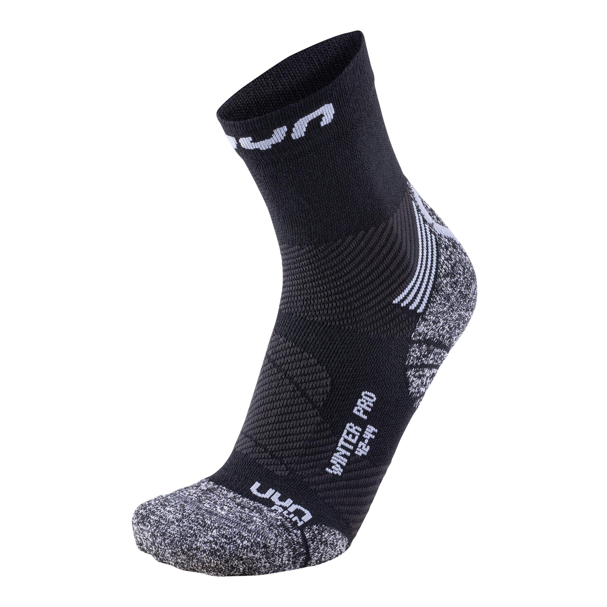 UYN S100078 WINTER PRO RUN Socks Men's Black/Pearl Grey 38