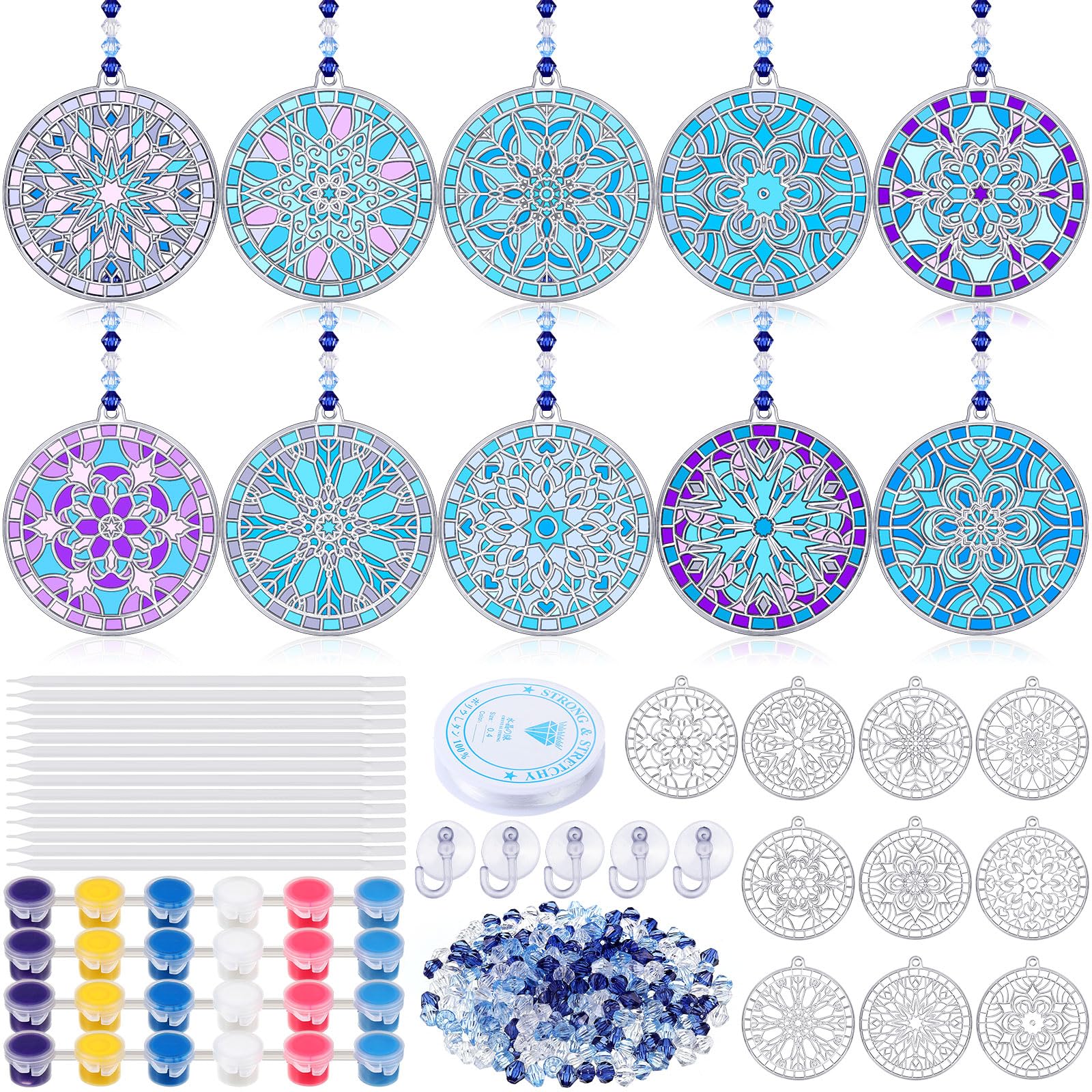 WinnerWhy 30 Sets Snowflake Suncatchers Kits for Kids, Winter Window Art