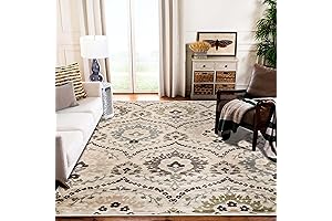 Superior Augusta Collection Indoor Area Rug: Jute Backed, Modern Oriental Floral Damask for Home Decor
