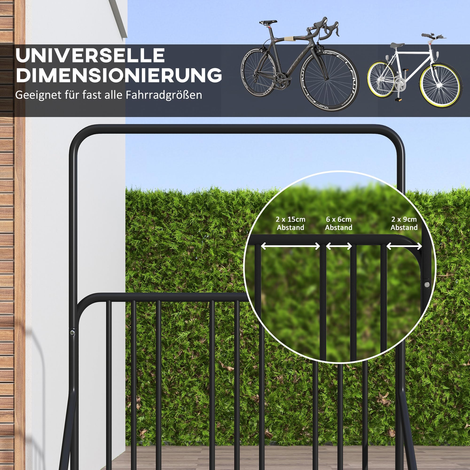 DURHAND Soporte para Bicicletas con asa Doble Cara 102x92x130cm Negro | Soporte para bicicletas de acero resistente a la intemperie, hasta 4 bicicletas