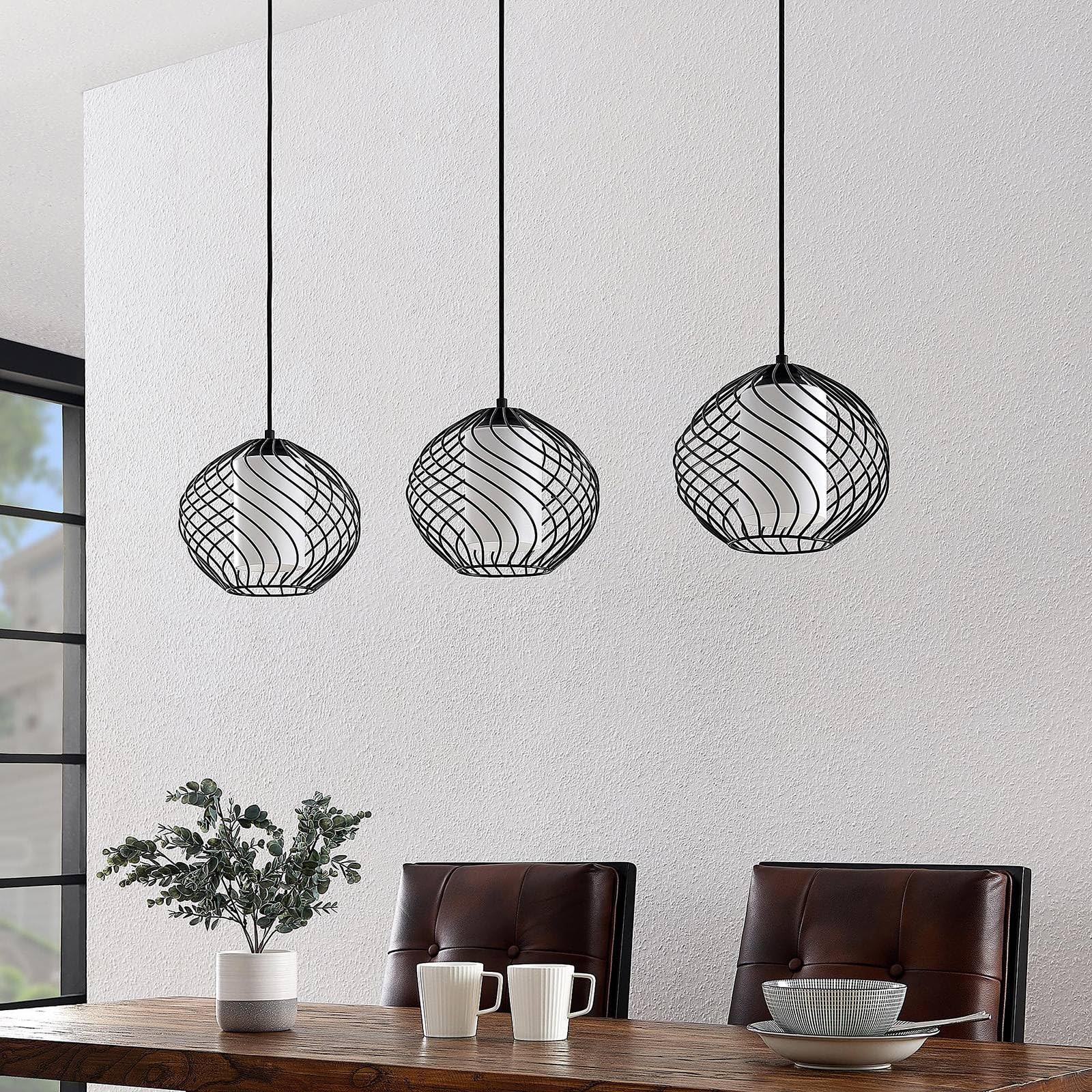 Lindby Pendelleuchte Cedrice (Retro, Vintage Antik) in Schwarz aus Metall (3 flammig E27) - Deckenlampe Esstischlampe Hängelampe Hängeleuchte Wohnzimmerleuchte