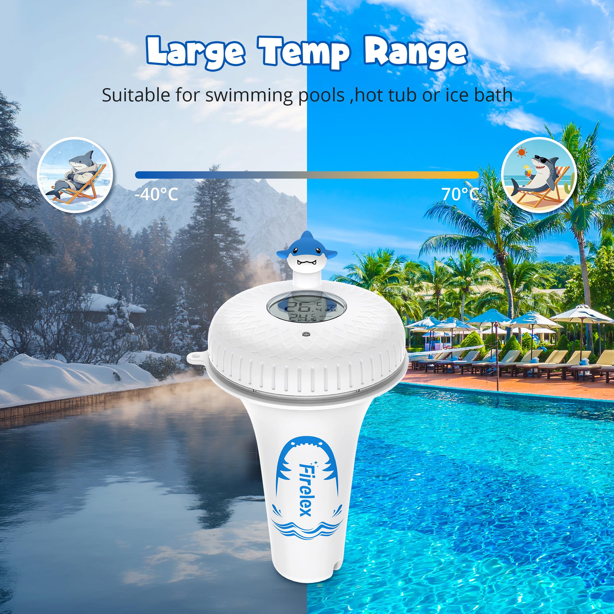 WLAN Pool Thermometer Funk Schwimmend mit Gateway, Smart App Benachrichtigung 2,4 GHz, Digitales Poolthermometer für Alexa Sprachsteuerung, Wasserthermometer für Pool, Whirlpool, Spa, Teich