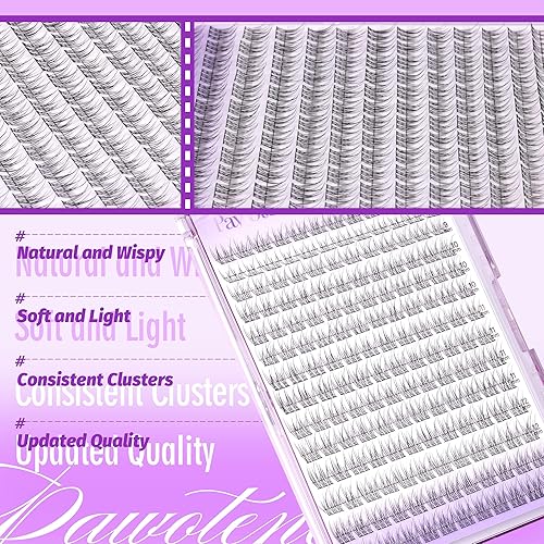 Miniatura 147 de Pawotence Extensiones de pestañas en racimo naturales 30D de 0.315-0.59 pulgadas, pestañas individuales en racimo de 280 extensiones de pestañas