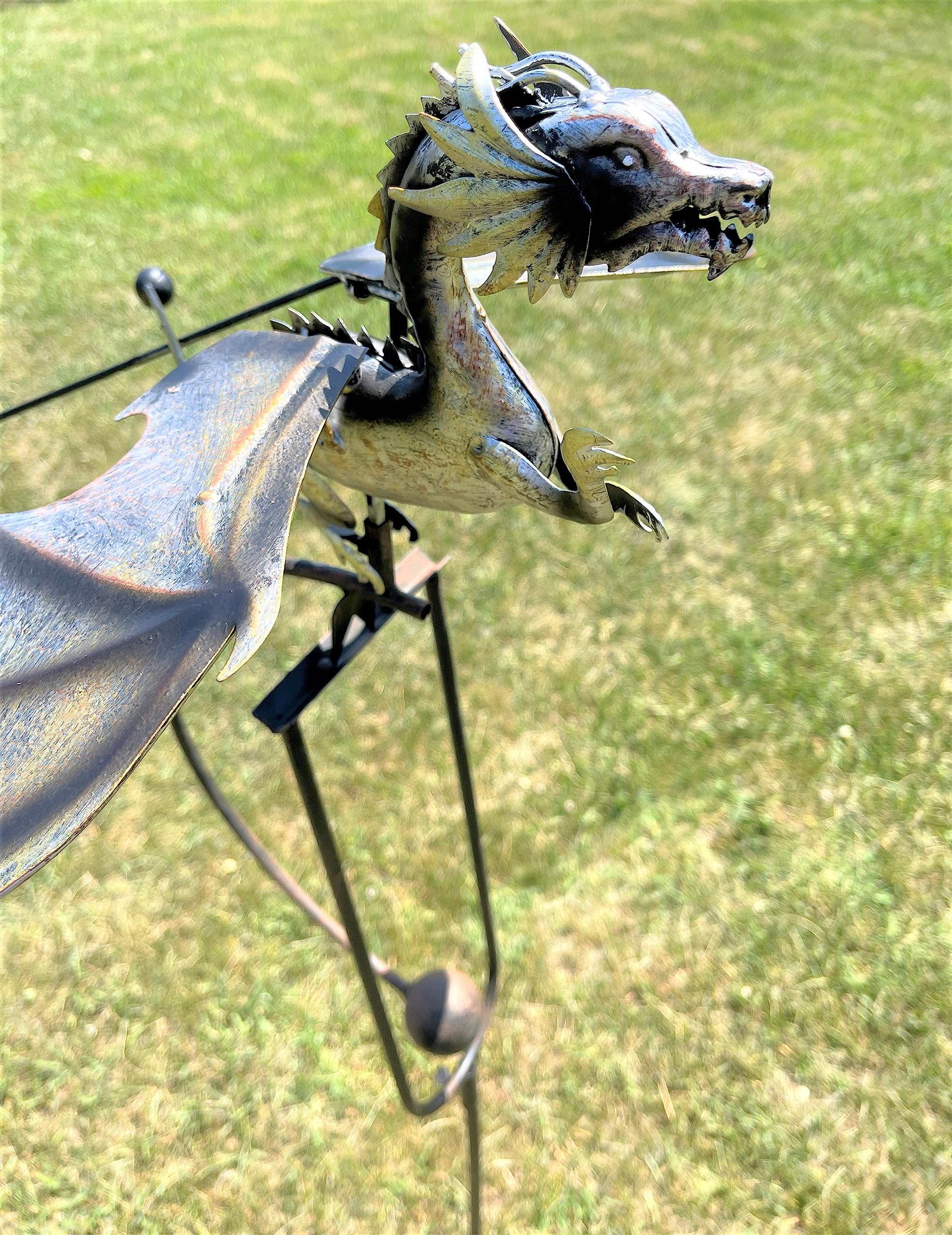 Amazon.com: Kinetic Metal Mystical Dragon Yard Stake Wind Spinner