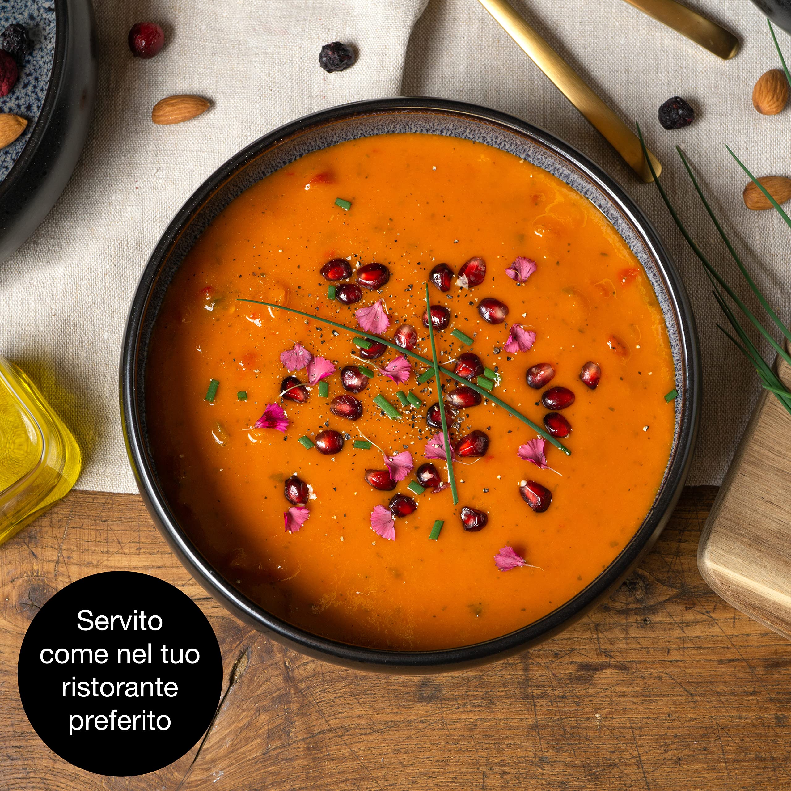 Moritz & Moritz SOLID Set con quattro piatti fondi da 19 cm in gres porcellanato per zuppe, primi piatti, insalate e molto altro