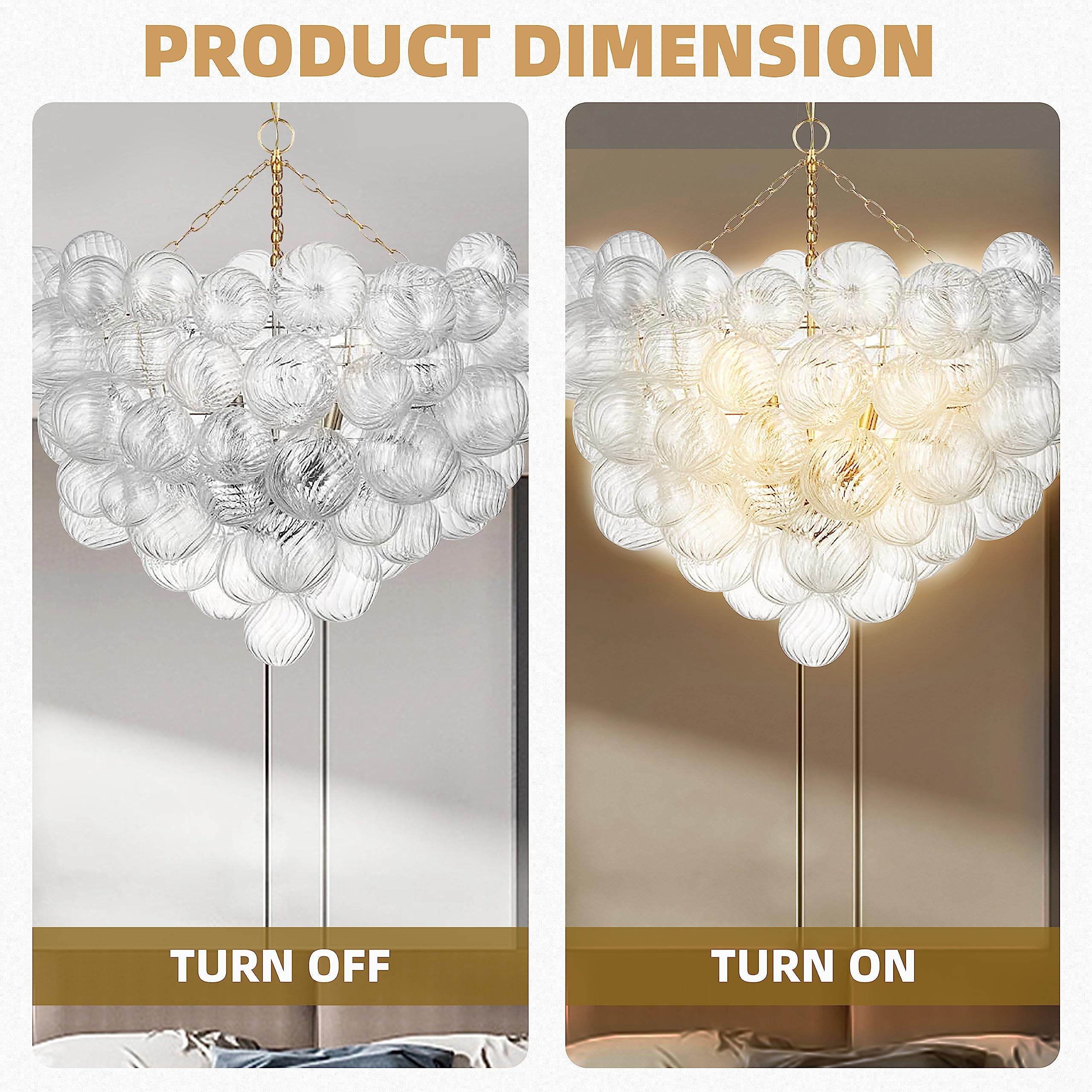 Bubble large Gold シャンデリア Longree Nordic Bubble Ball Swirled Glass Chandelier, Dia 36