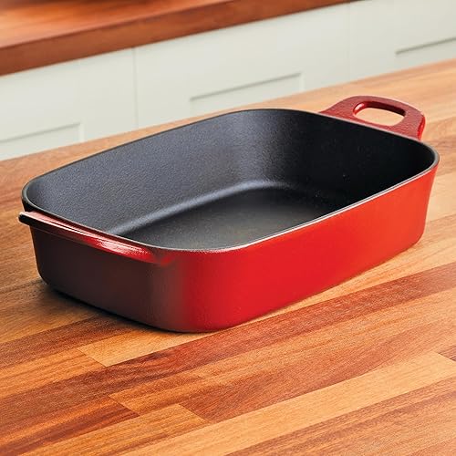 Miniatura 13 de Rachael Ray NITRO - Sartén para lasaña de hierro fundido, rectangular, 9 x 13 pulgadas, color rojo