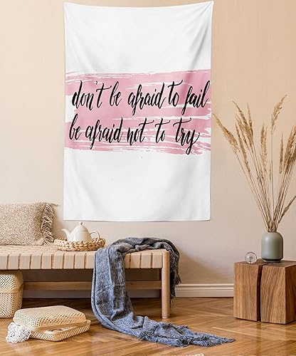Ambesonne Tapiz de estilo de vida, impresión artística con texto en inglés «Do Not Be Afraid to Fail Be Afraid to Try Words», para colgar en la