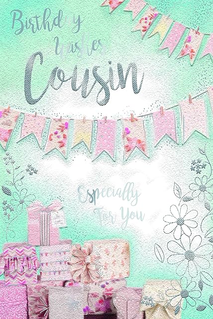 Female Cousin Presents & Bunting Design Happy Birthday Card Lovely Verse