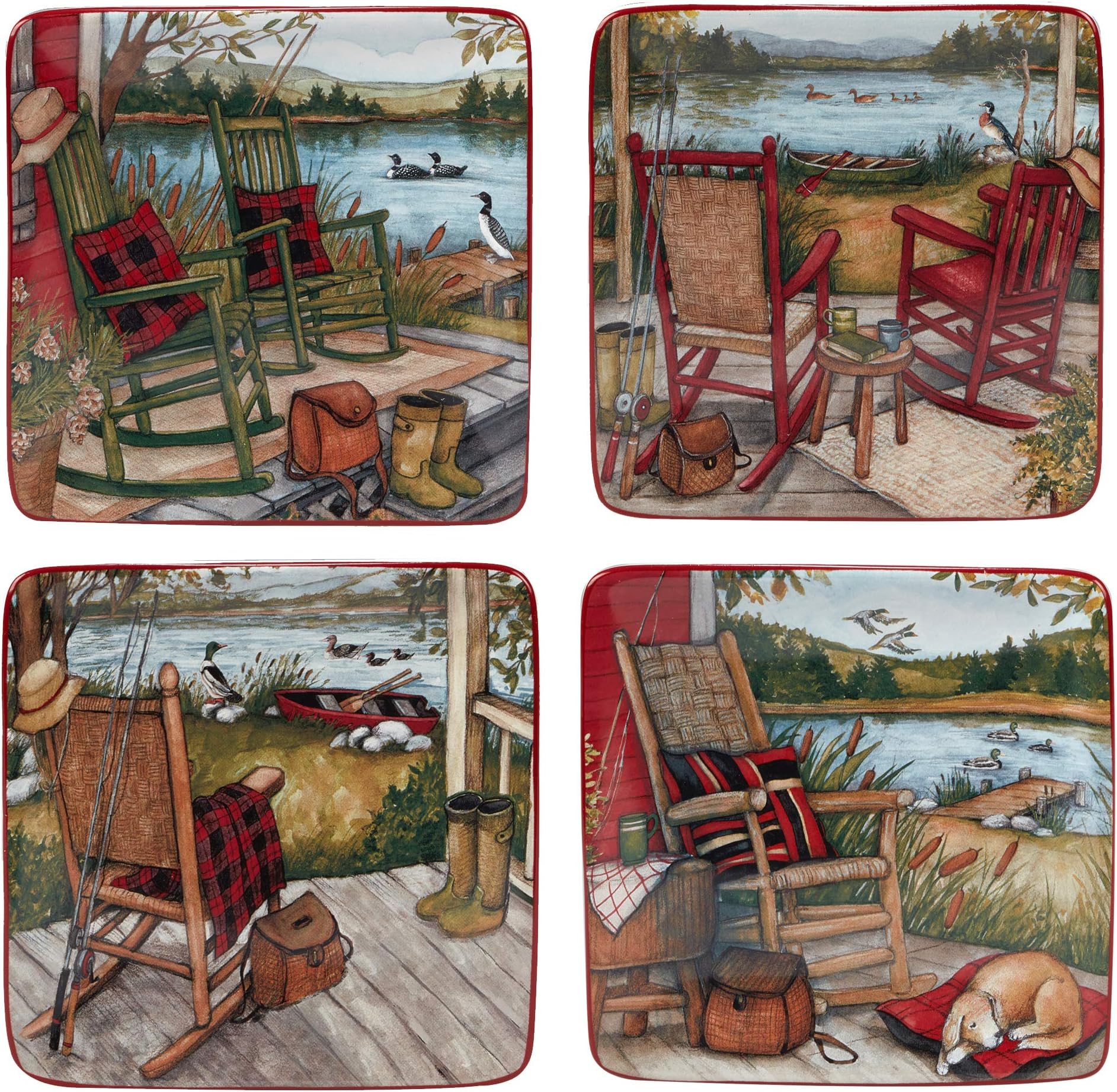Certified International Lake Retreat 6" Canape/Luncheon Plates, Set of 4,