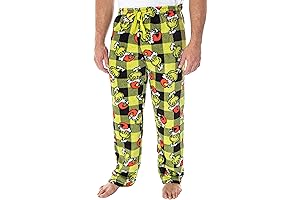 Dr. Seuss Men's Grinch Sneaky Face Fleece Plush Pajama Pants: Snuggle Up in Grinch-Themed Comfort