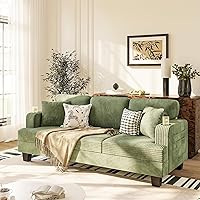 Homall 83" 3-Seater Corduroy Sofa with 23" Deep Seats - Modern Living Room Couch for Apartments, Olive Green