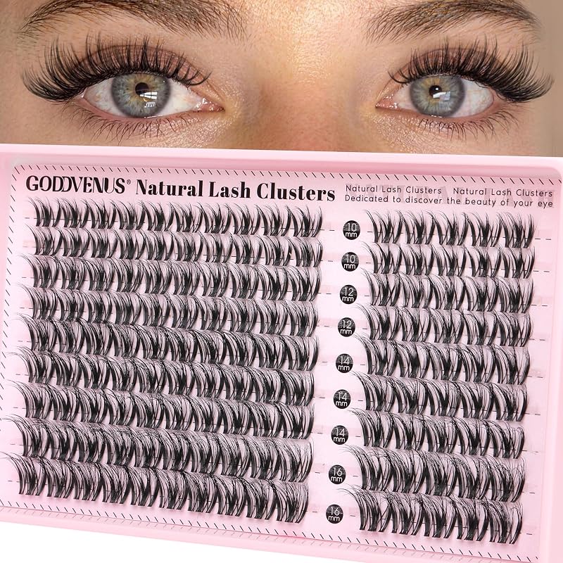 Goddvenus Cílios Postiços em Tufos Wispy Curvatura Russian D Curl Naturais, 120+ unidades
