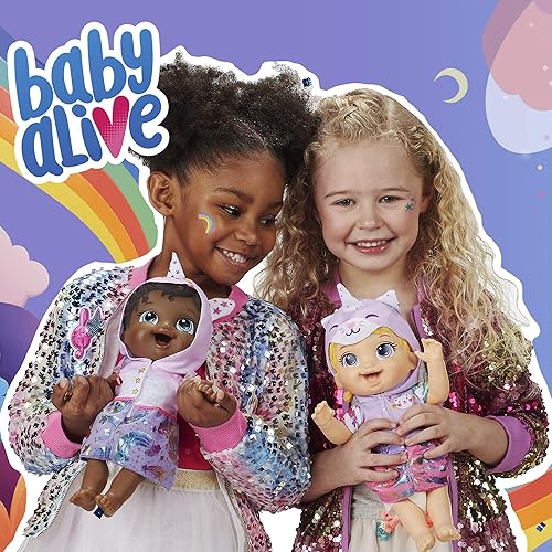 Miniatura 3 de Baby Alive Muñeca Tinycorns, unicornio, accesorios, bebidas, húmedas, juguete de pelo negro para niños a partir de 3 años