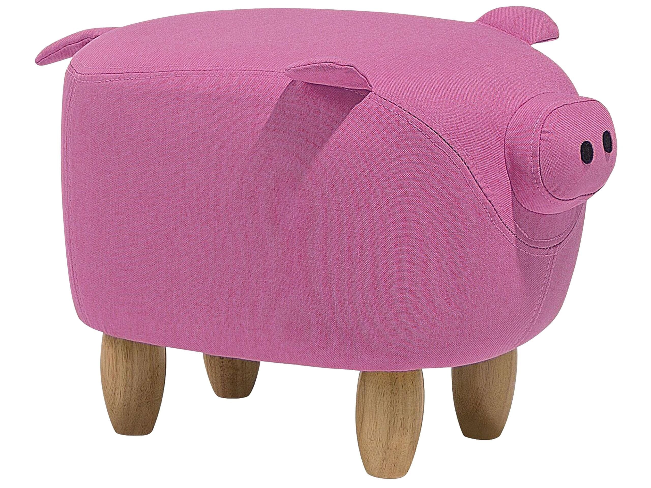 Beliani Verspielter Schweinchen-Hocker in Rosa Tierhocker für Kinder Piggy