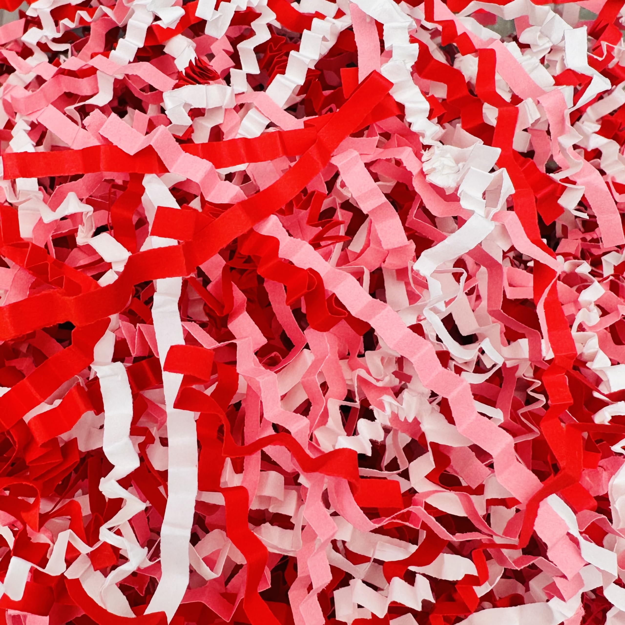 ShredAstic® Red White Pink MIX ZigZag Crinkle Cut Paper Shredded Paper Hamper Gift Packaging Baskets (1000 grams (1 kilo))