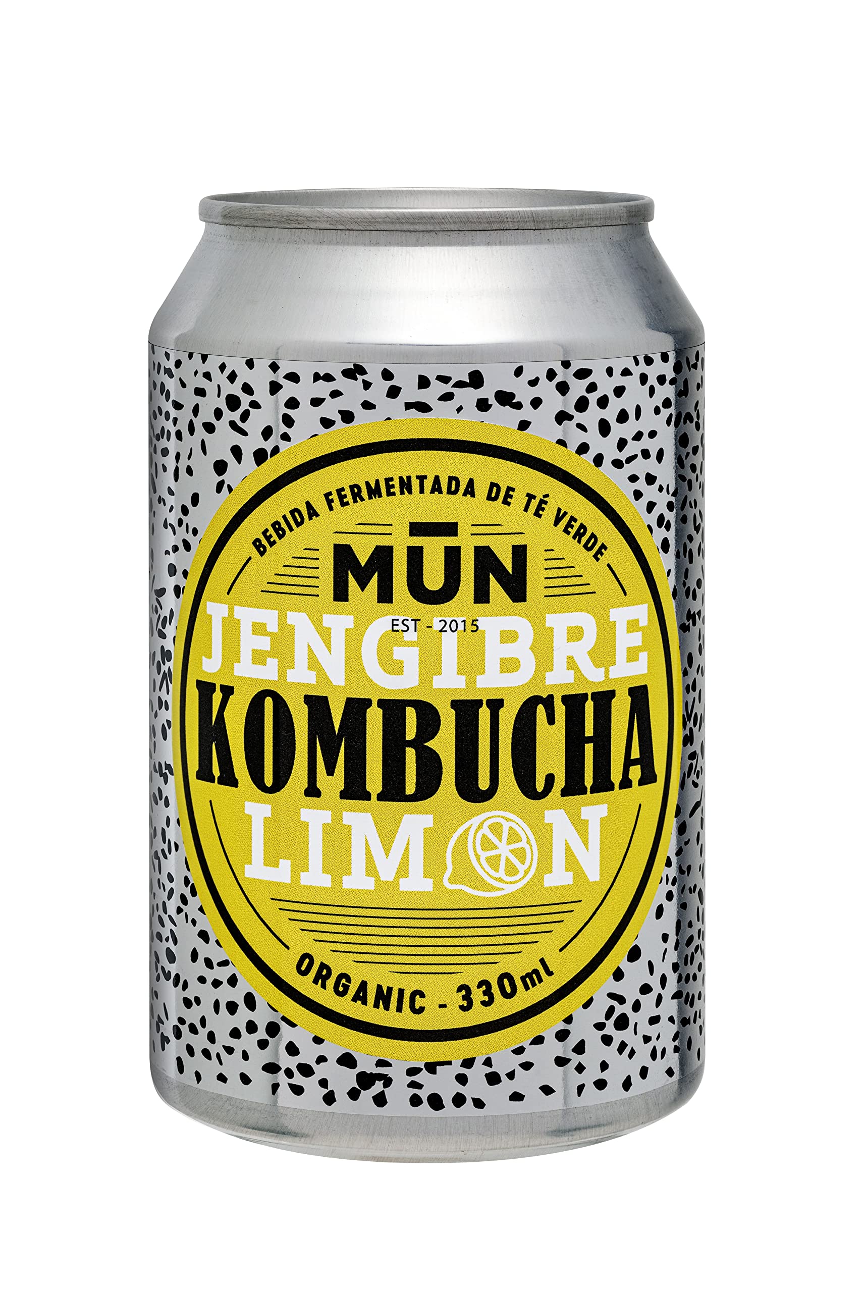 Mun Kombucha - Té Kombucha Jengibre y Limón 330ml - Pack 12 Latas