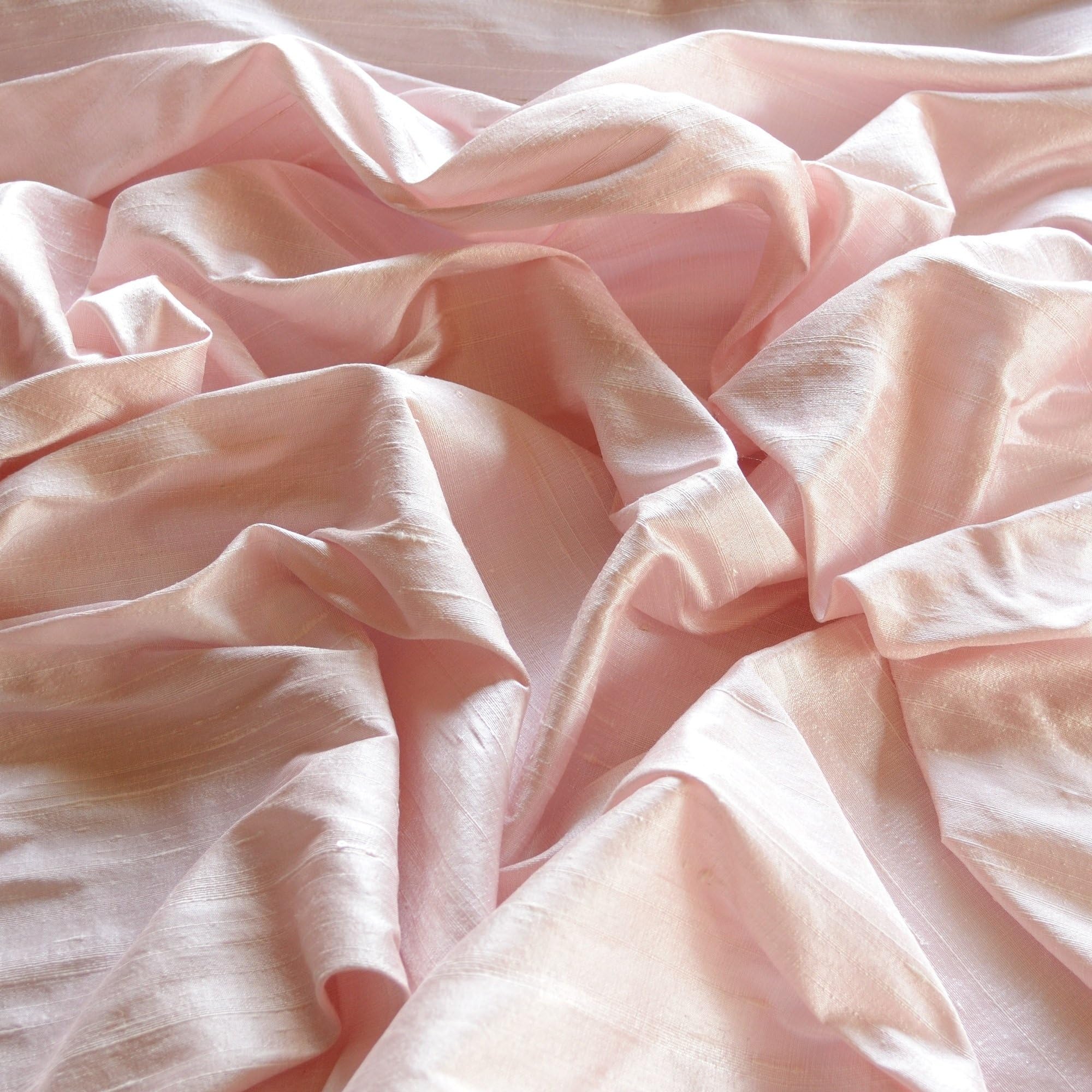 44" Wide - Iridescent Baby Pink Dupioni Silk, 100% Silk Fabric, by The Yard