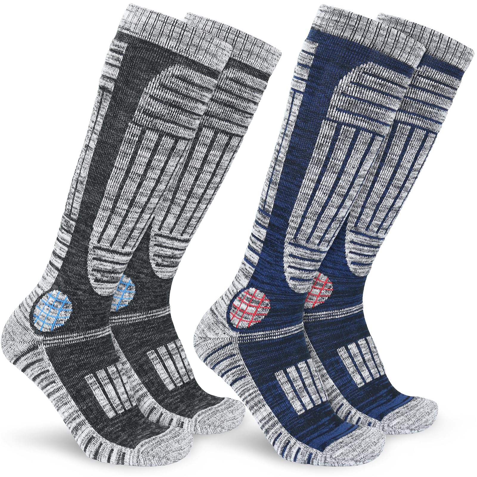 srclo Thermal Ski Socks for Men Women,Winter Thick Warm Knee High Sport Socks for Snowboard Walking Hiking Running Skiing and Outdoor Sports 2 pairs