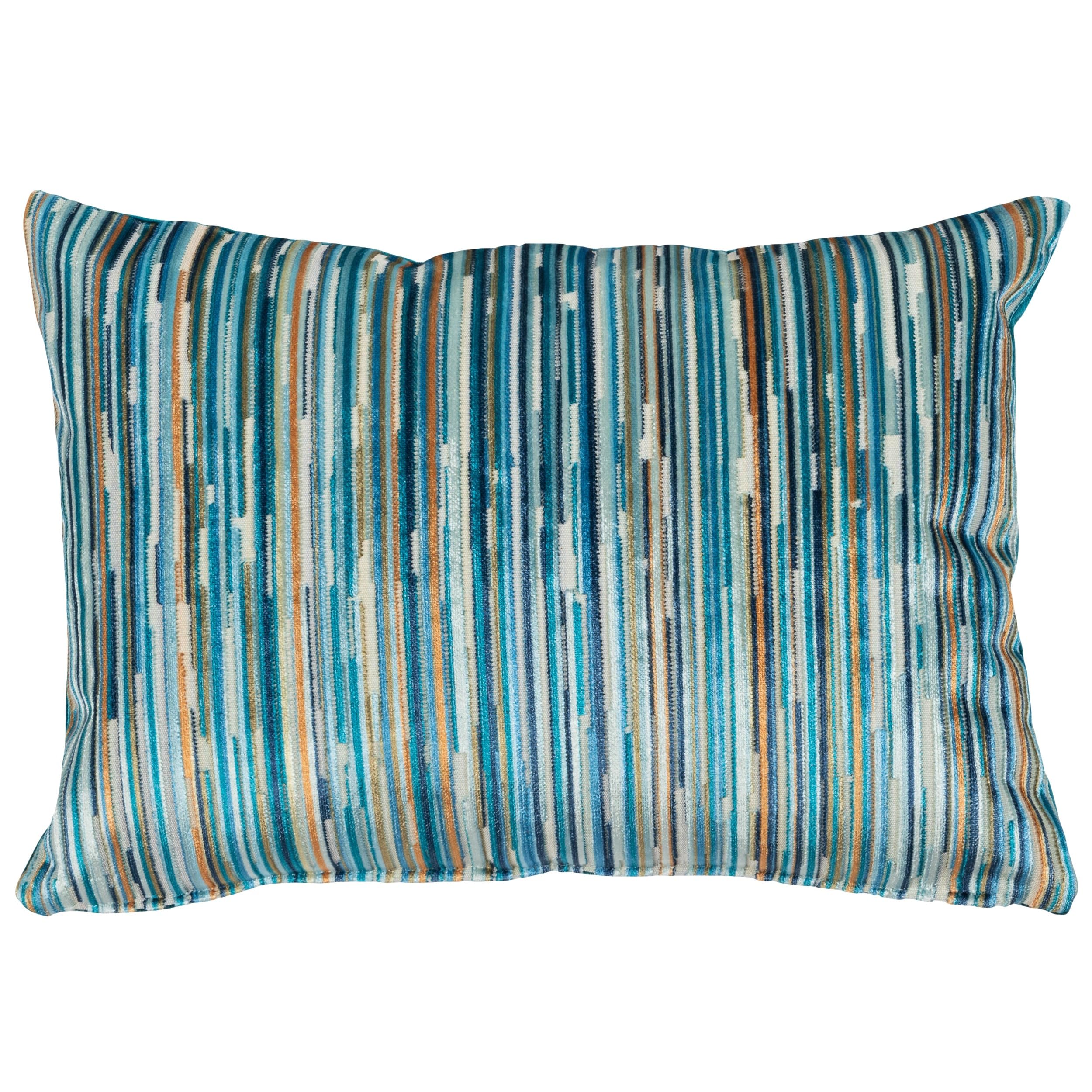 Linen Loft Teal Blue Luxury Velour Stripe Boudoir Cushion Cover In Supersoft Luxurious Velvet Chenille Geometric Abstract Striped Design. 17X12 Cover Only