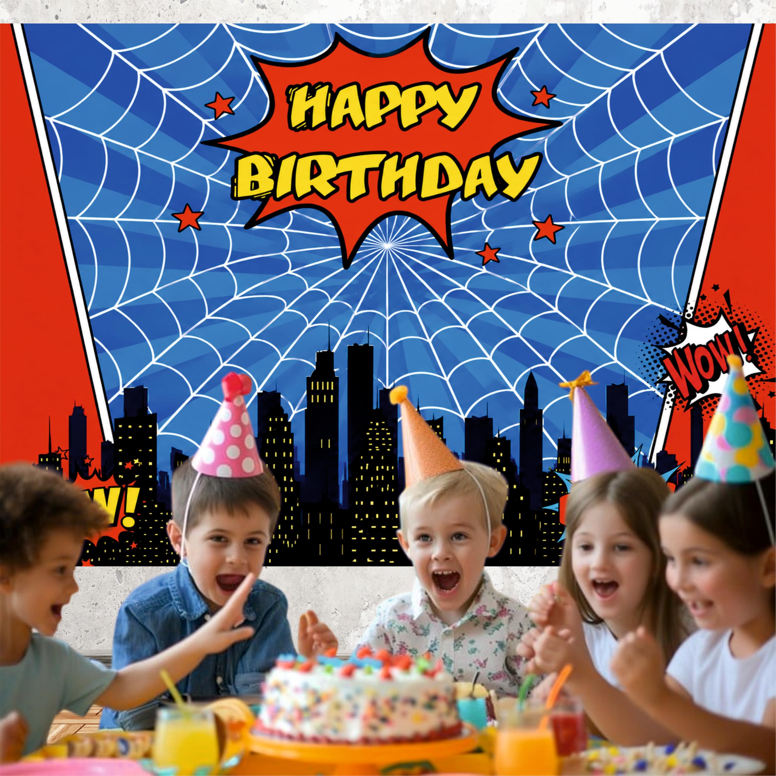 Superhero Birthday Backdrop - 5x4 Ft -4