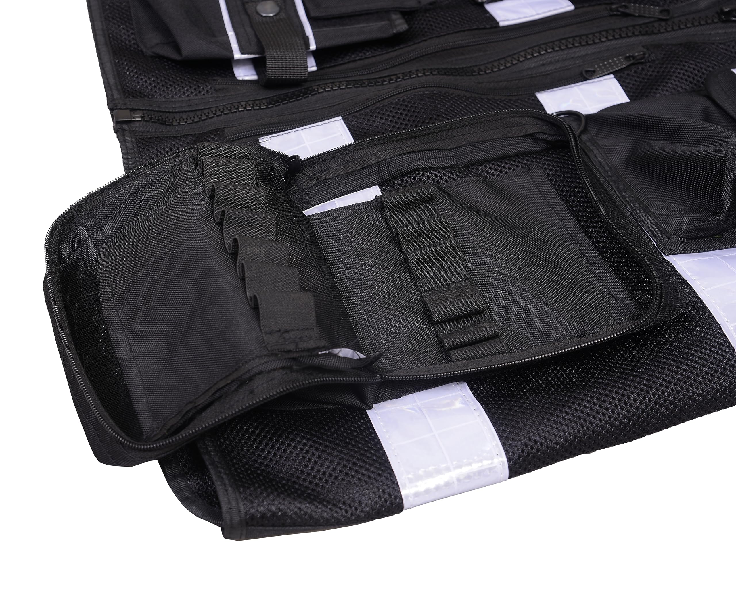 Pielini Sicherheitsweste Reflektierend Schwarz 200 + 2 Patch SECURITY | Verstellbar