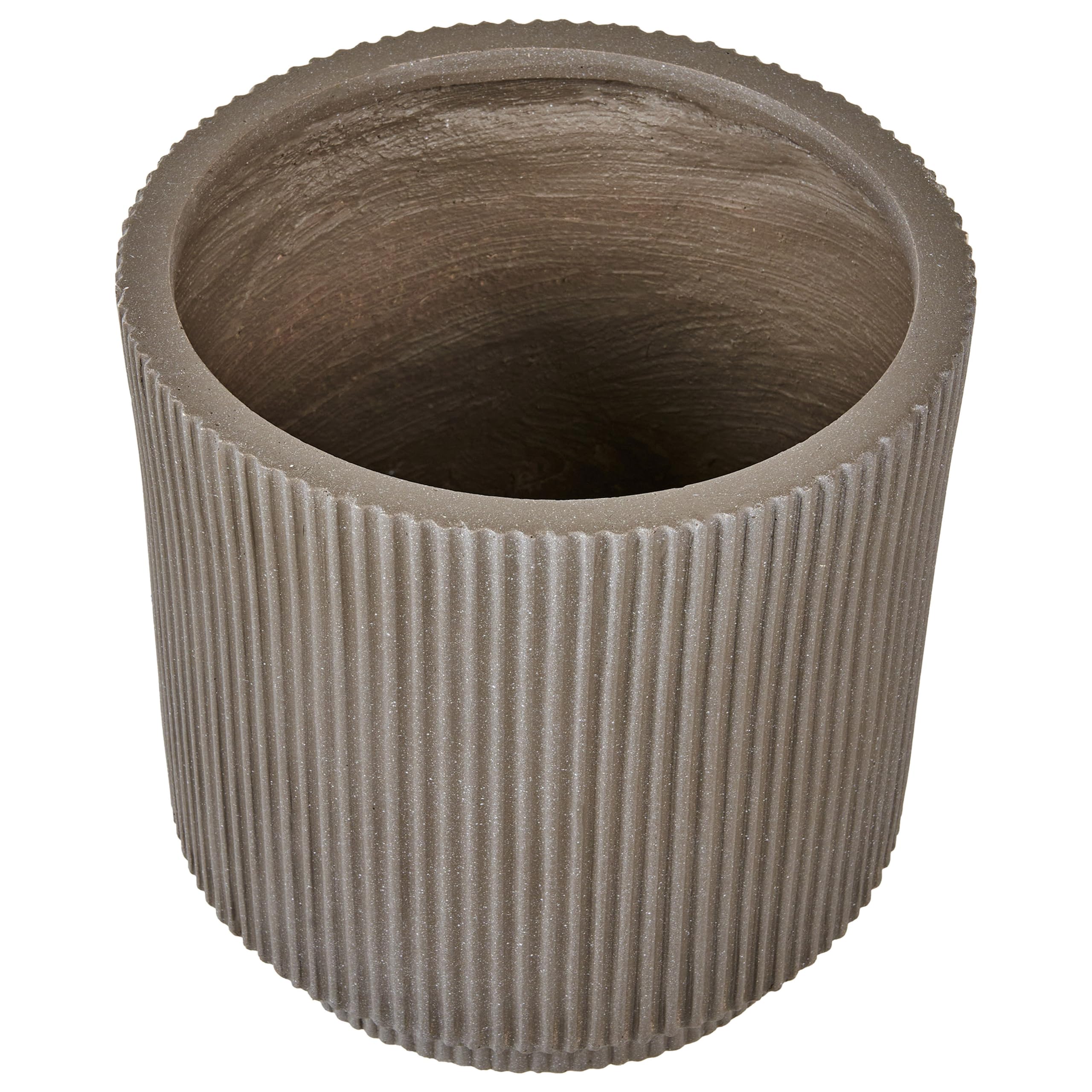 Blumentopf Ton und Glasfaser beige Taupe rund ⌀ 30 cm mit Rillen modern Daria