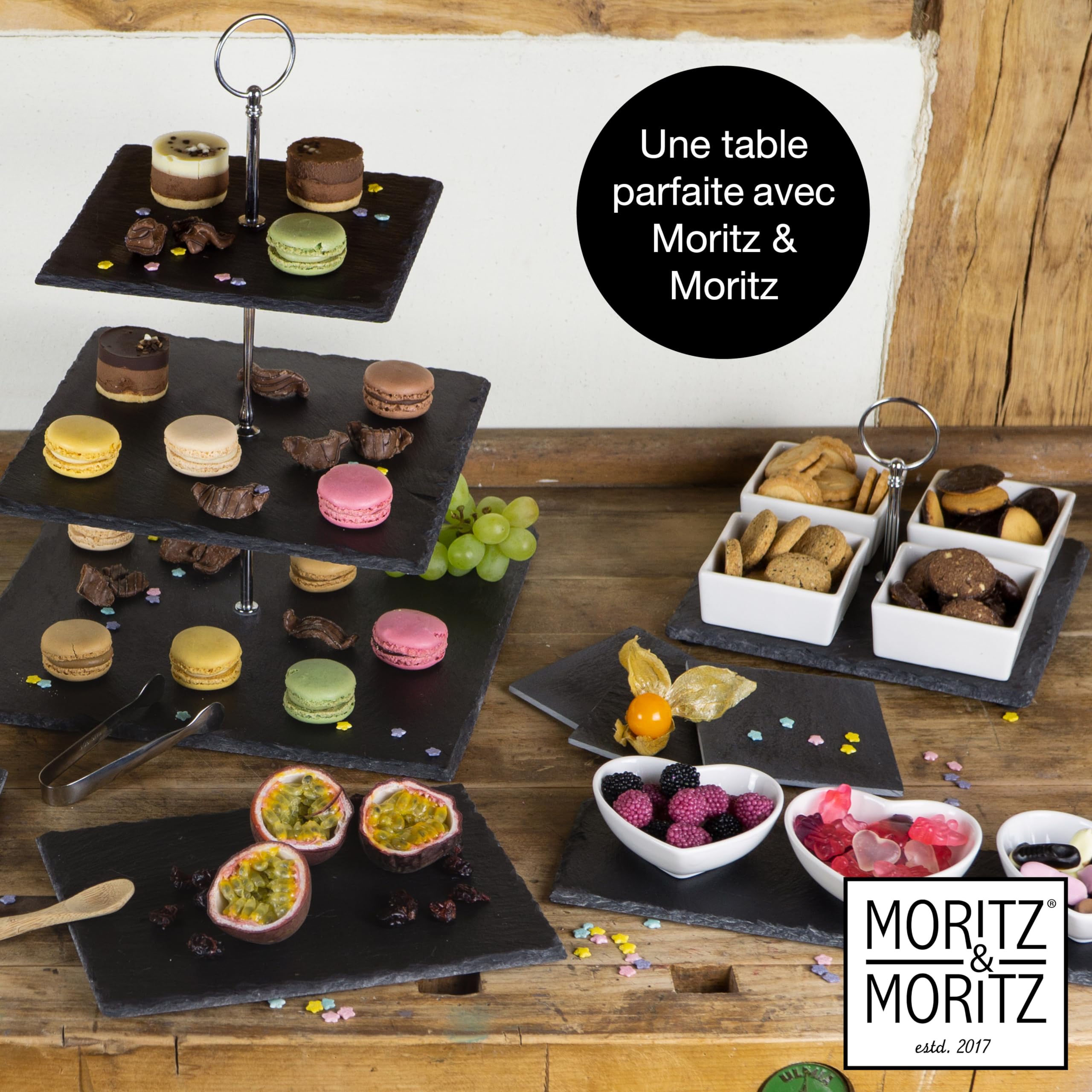 Moritz & Moritz 6 x Assiette Ardoise 30x40cm - Plateau Ardoise Cuisine pour Fromage et Aperitif - Sous-Verre et Set de Table