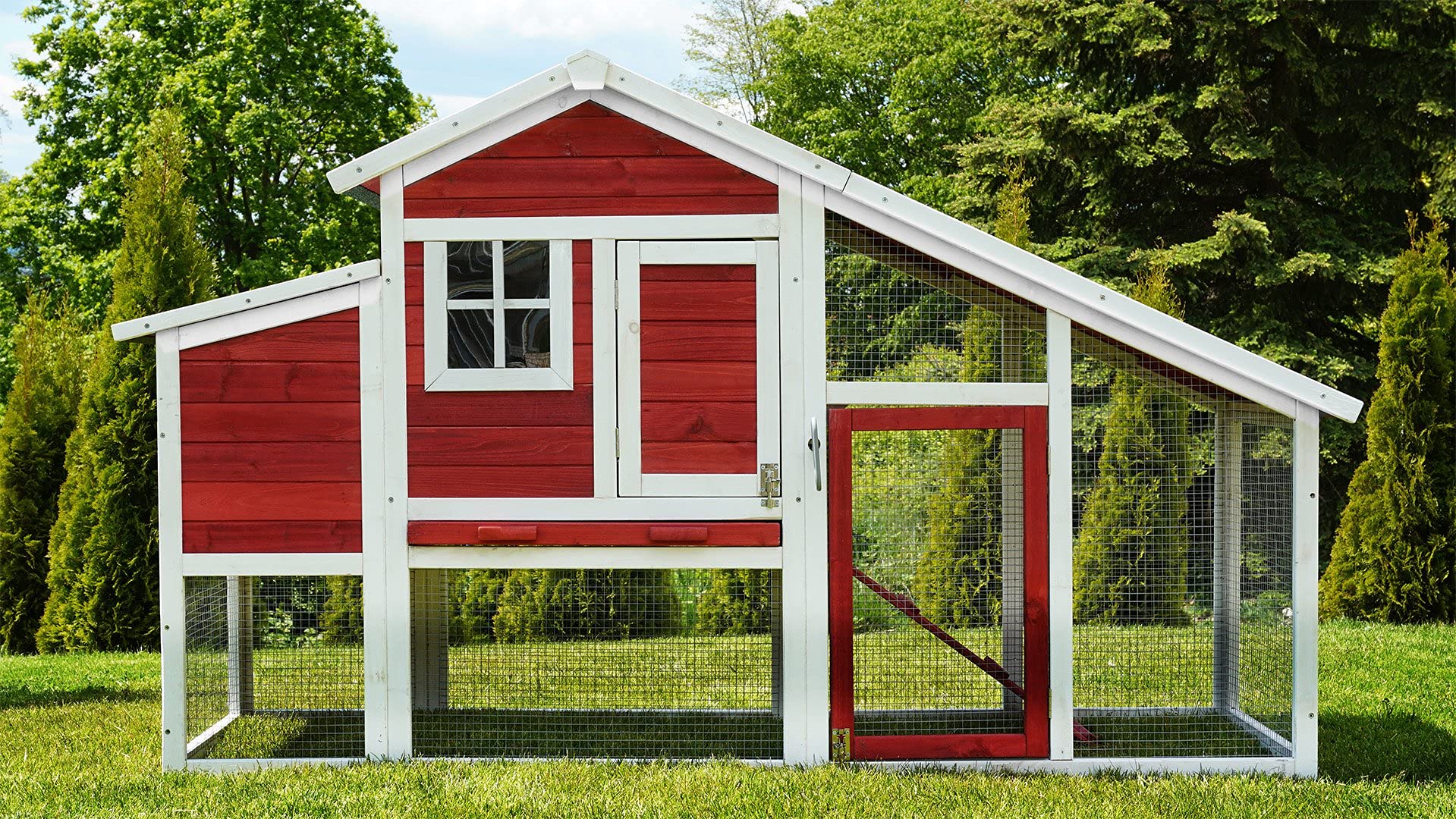 Miweba my animal Poulailler MH-32 XXL avec pondoir - Bois de pin - Résistant à l'hiver - Enclos à Deux Niveaux - Nichoir - Maison pour Poules - Volière pour Poules - Cage à Poules