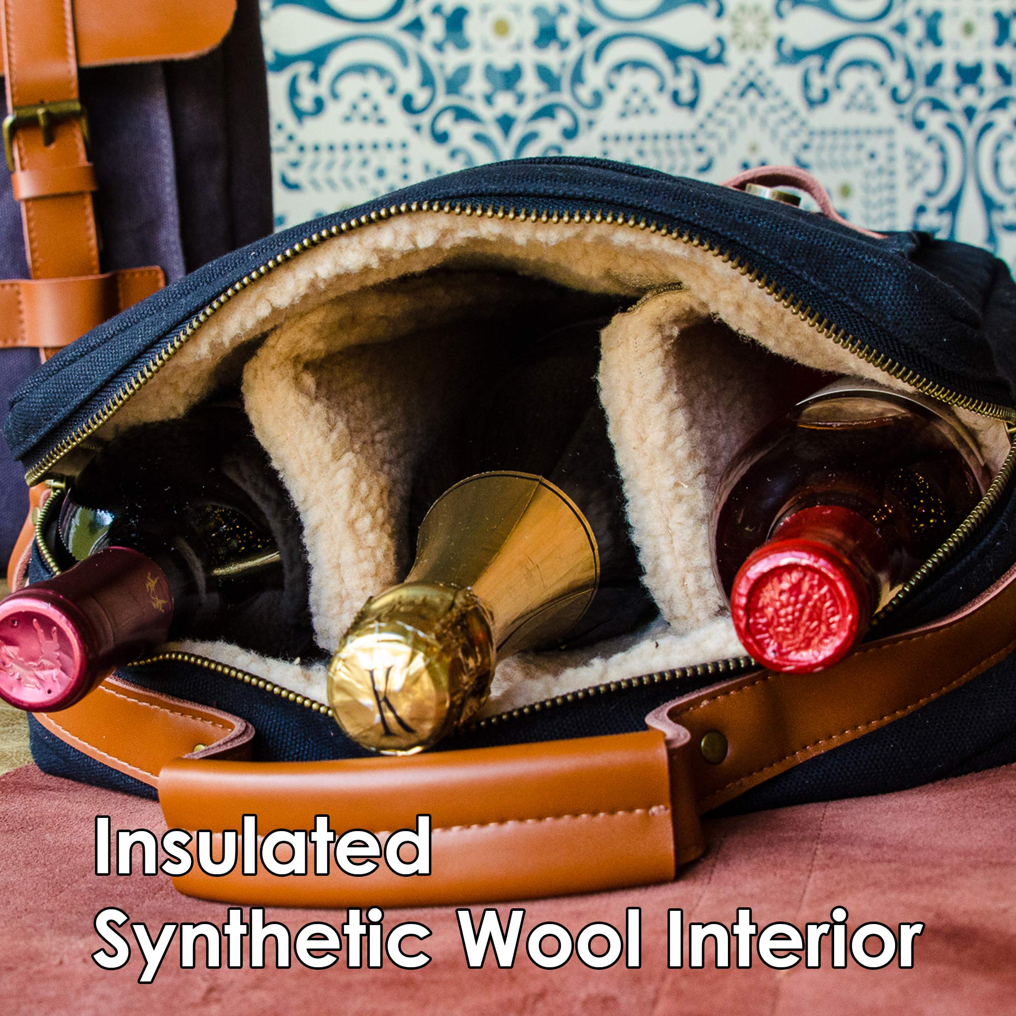 Primeware INC, 3 bottle leather wine tote Backpack Amazon.com | The Treo Wine Bag, Insulated Bottle Holder  main image 2