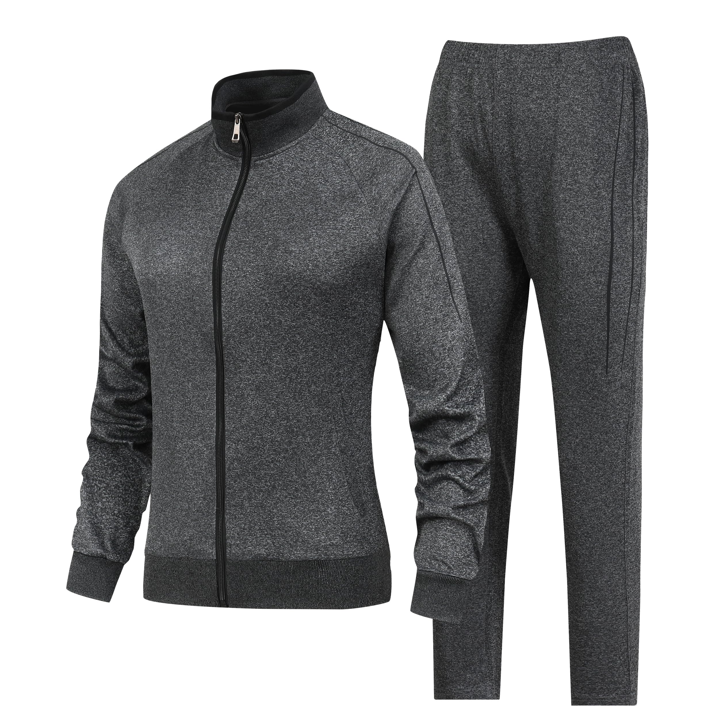 Womens 2 Pieces Athletic Tracksuit Full-Zip Workout Sweatsuit with Active Jackets and Pants