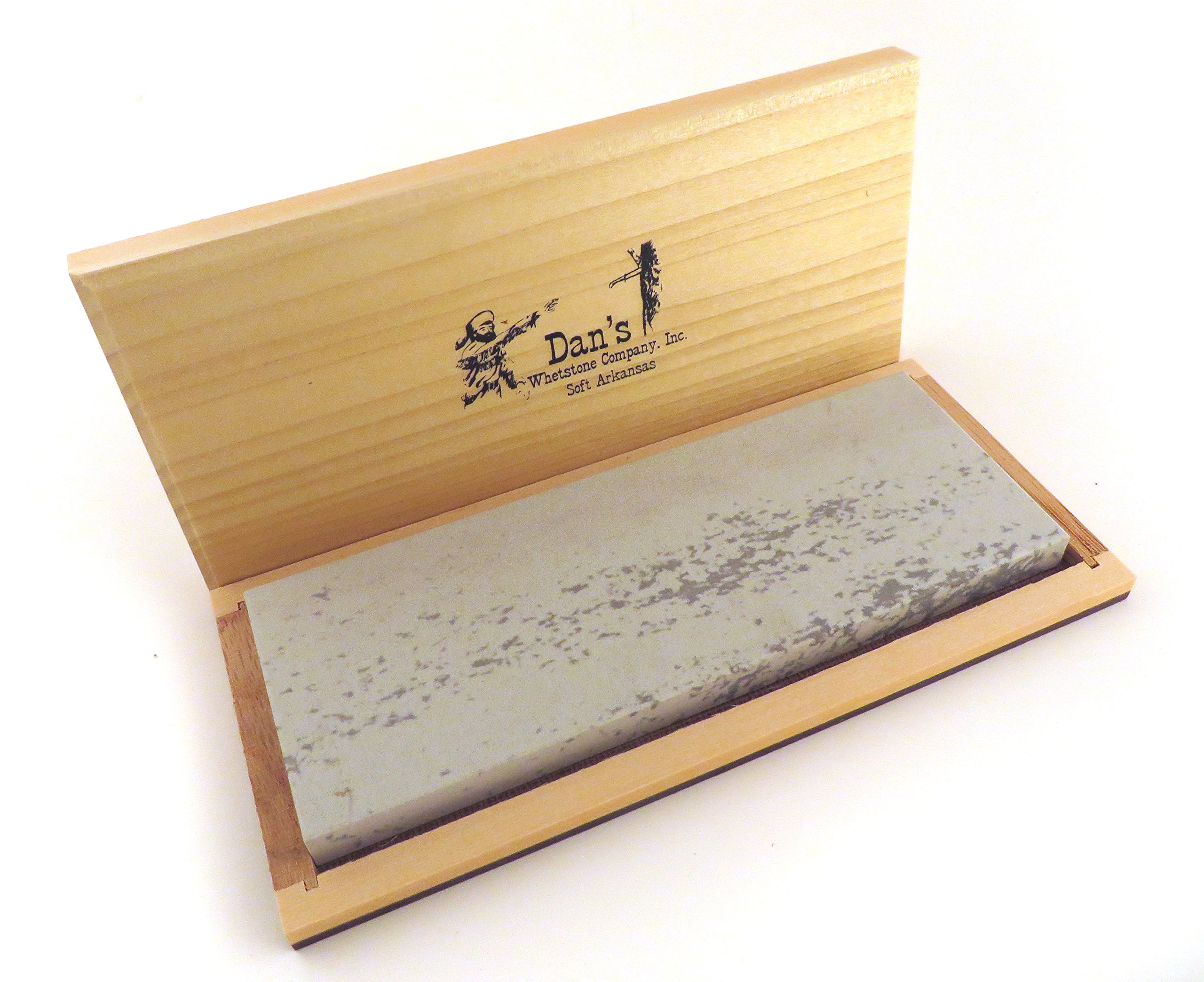 Genuine Arkansas Soft (Medium) Wide Knife Sharpening Bench Stone Whetstone 8" x 3" x 1/2" in Wood Box MAB-832-C