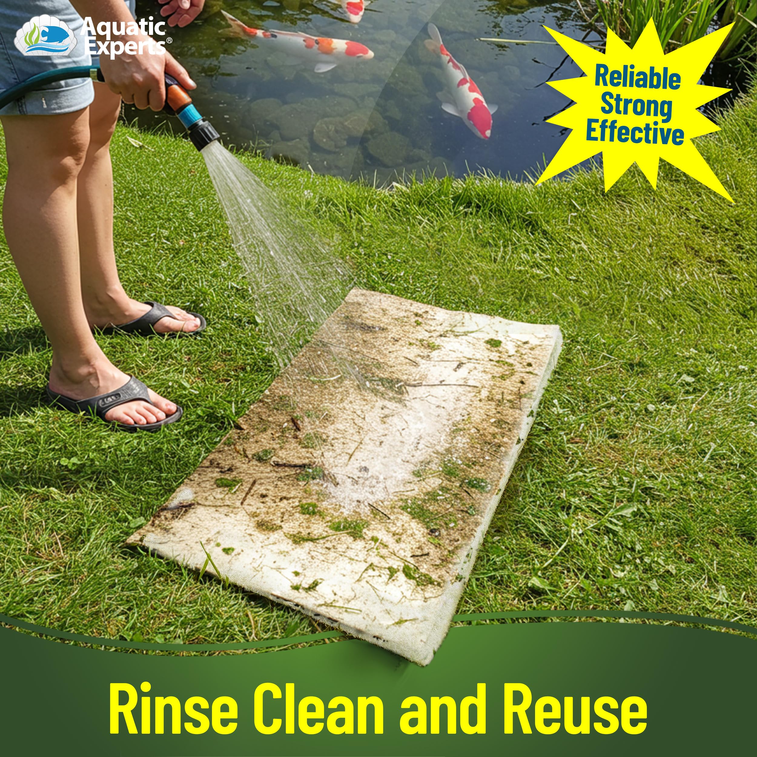 Classic Koi Pond Filter Pad FINE - Filtro de estanque a granel, filtros ultra duraderos para estanques al aire libre, material de filtro reutilizable para estanques de peces, Estados Unidos (3/4