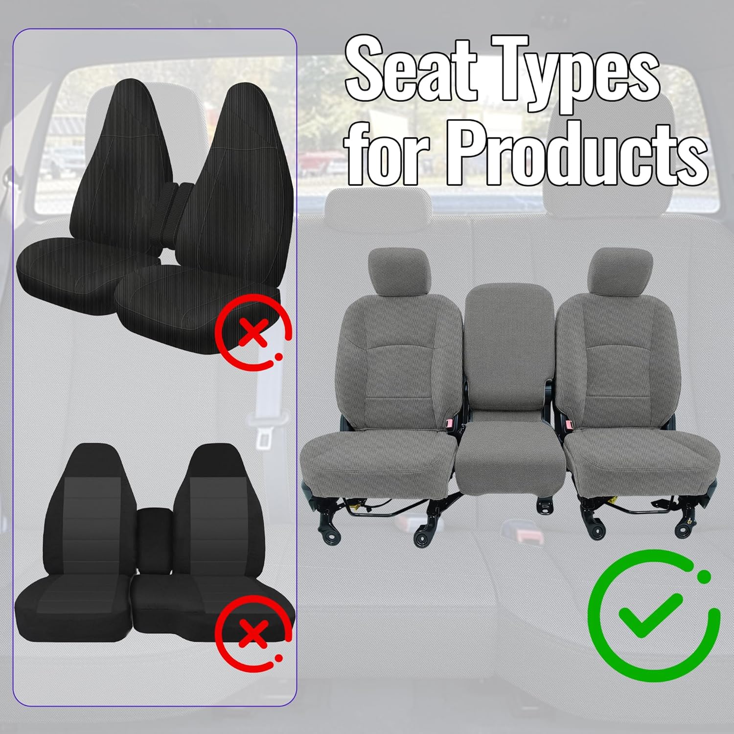 Custom-Fit Seat Covers for Dodge Ram 2500 2019 2020 2021 2022 2023 2024 Front Foam Padded Covers Easy to Clean and Maintain - Gray
