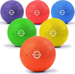 BALLFUN Dodgeball Set for Kids & Adults - 6 Soft 8.5" Playground Balls, Pump & Mesh Bag for Safe Indoor Outdoor Games