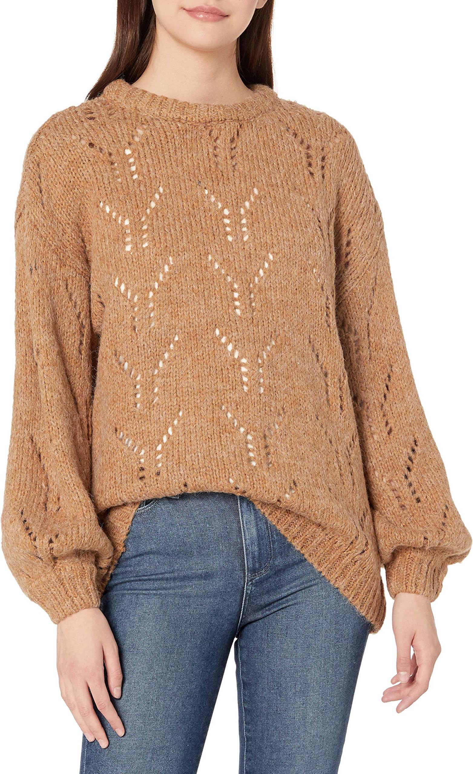 J.O.A. Women's Balloon Sleeve Sweater Pullover